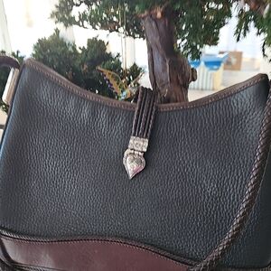 Elegant Brighton Black and Brown Leather Handbag
